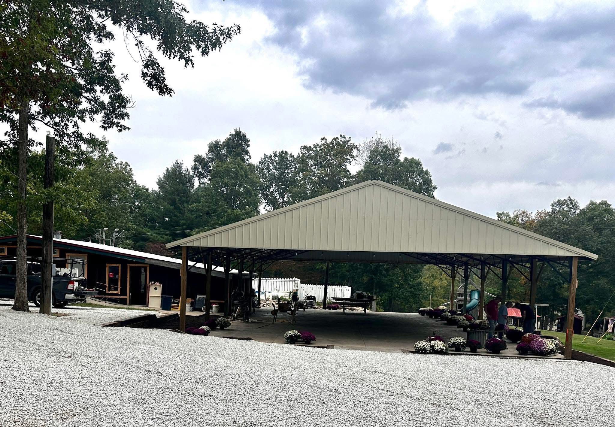 Covered pavilion and gathering area at Laurel Creek Campground