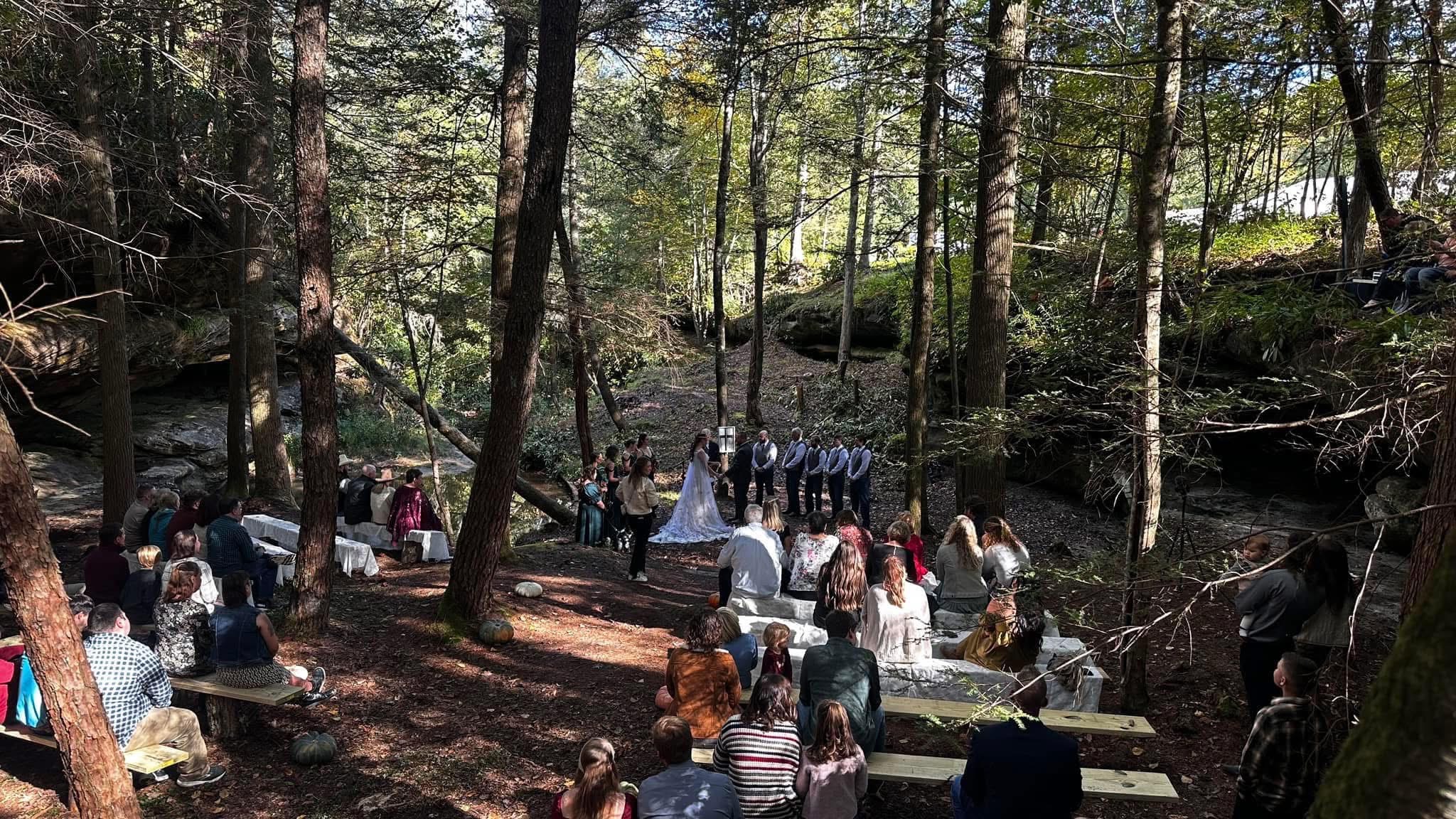 Wedding ceremony at the Laurel Creek waterfall